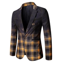 wedding business clothing male blazer masculino 2022 spring british style plaid blazer for men suit jacket casual dress coat