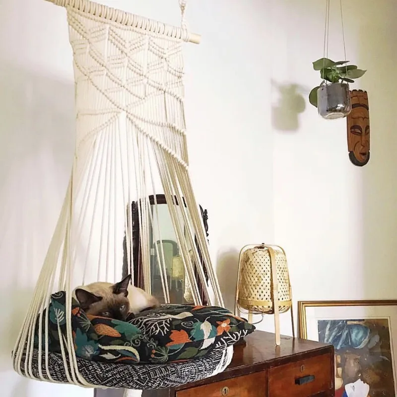 Boho Стиль милое животное подвесные кровати сиденье ручной работы крепление кошка