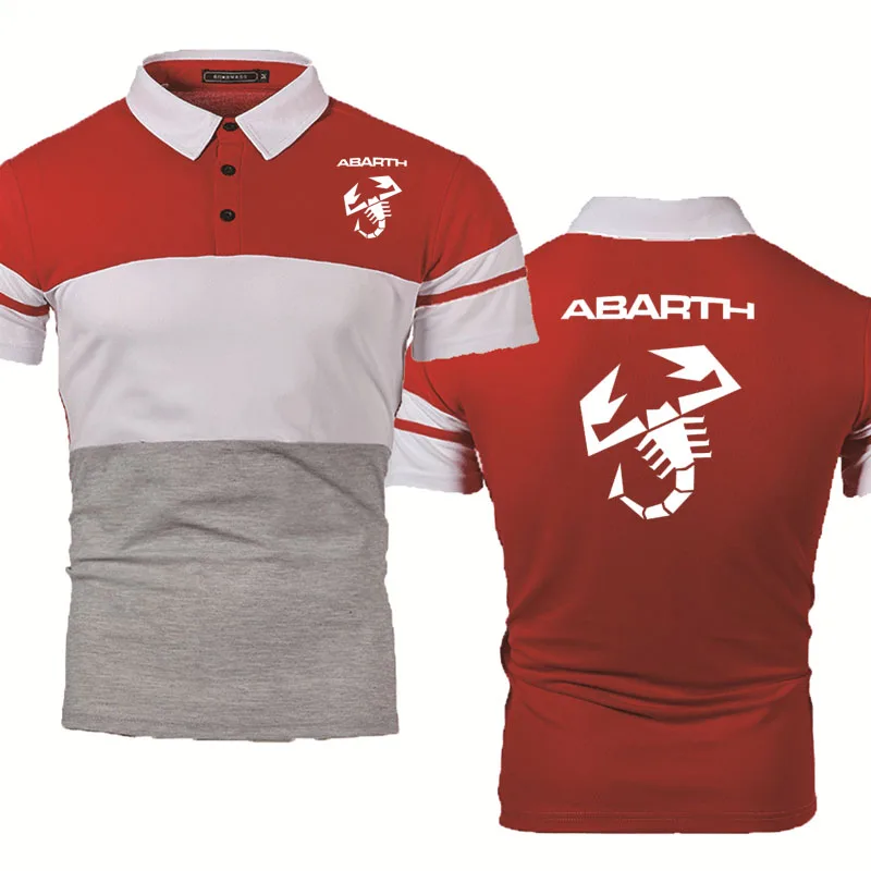 

Casual Men's POLO shirt Abarth Car Logo Printing Summer Fashion Short Sleeve Splicing Cotton Men's Short Sleeve