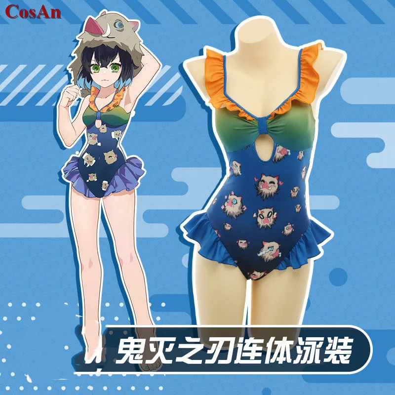 

Hot Anime Demon Slayer:Kimetsu No Yaiba Hashibira Inosuke Cosplay Costume Cute Sexy Swimsuit Activity Party Role Play Clothing