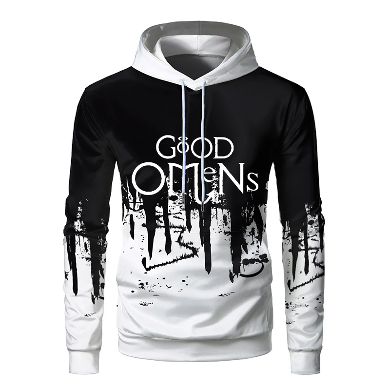 Худи с принтом граффити Good Omens для мужчин и женщин оригинальная креативная