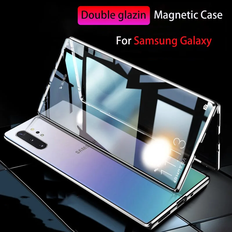 360 Магнитная Адсорбция стекло чехол для Samsung Галактики S20 S10 S8 S9 Примечание 10 8 9