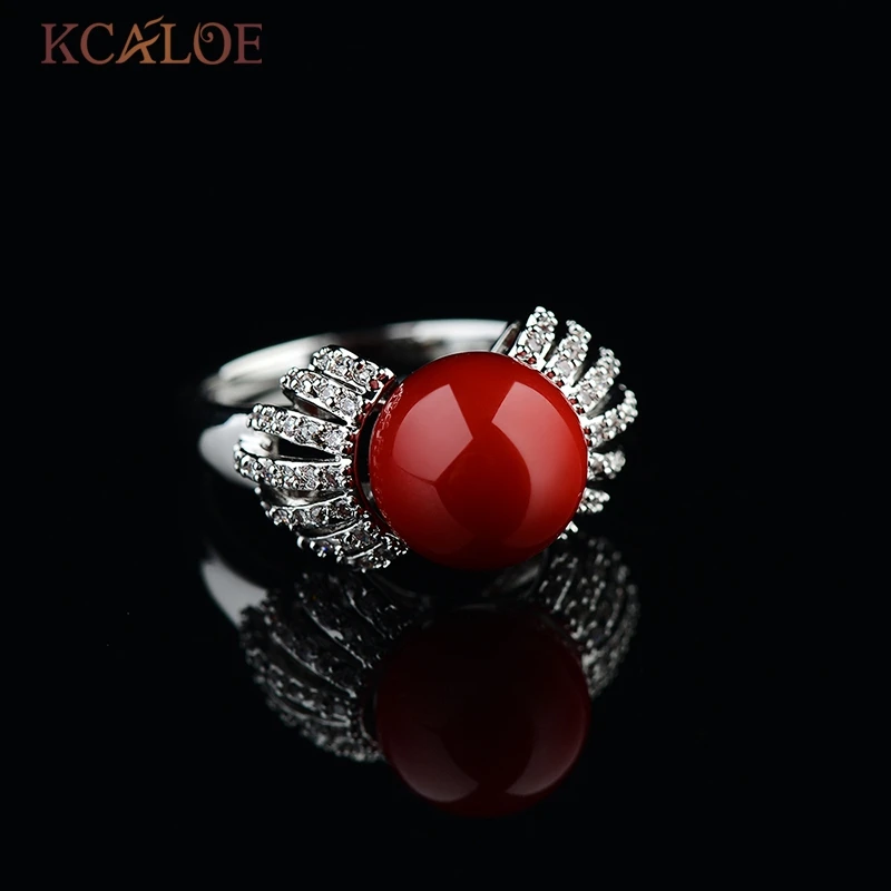 KCALOE Кольцо Для Женщин Красные Кольца с Имитацией Коралла Позолоченные
