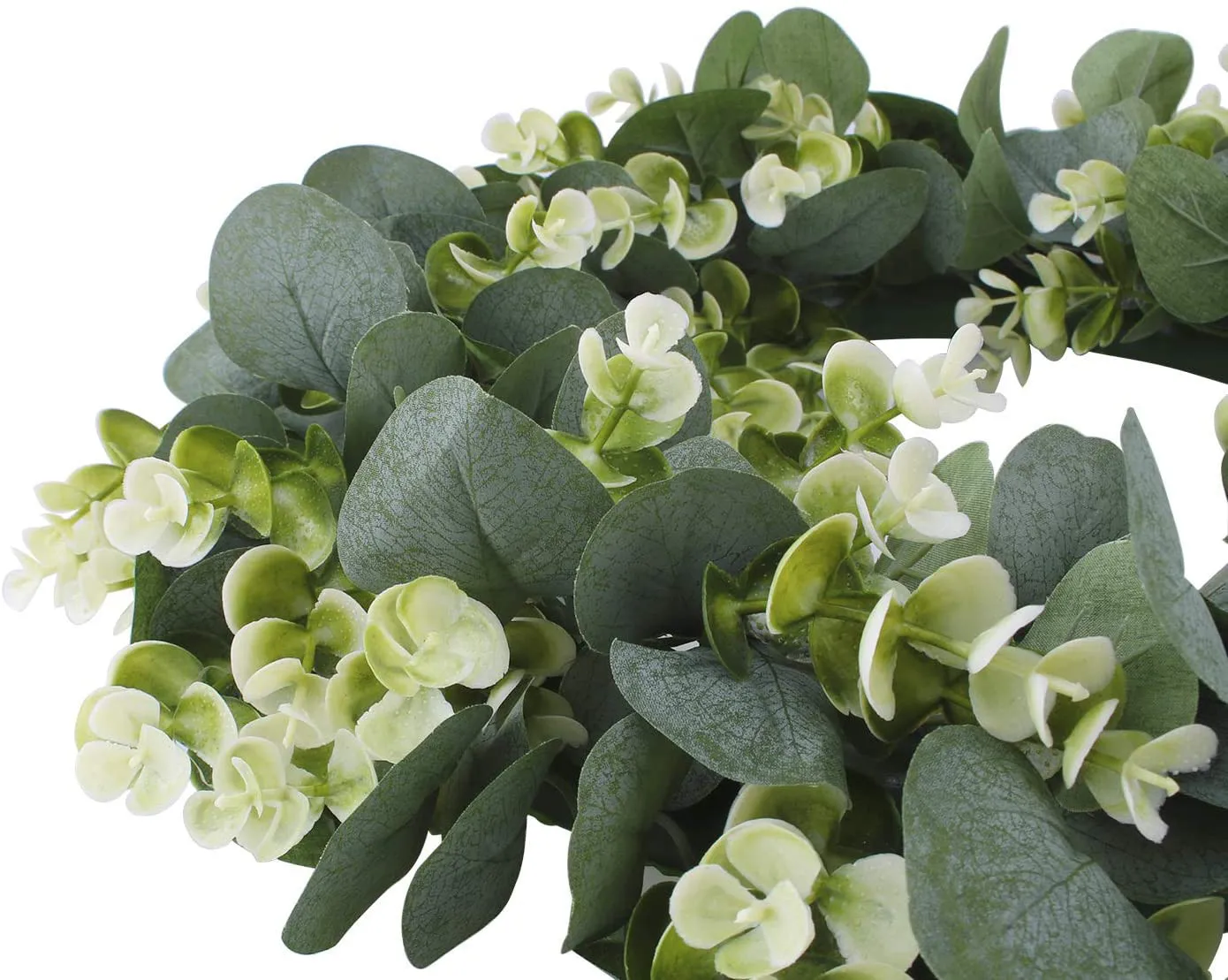 

White Simulation Garland Lysimachia Ring Field Pendant Door Knocker Round Leaf Decoration Wreaths Door Hanging Accessories55#