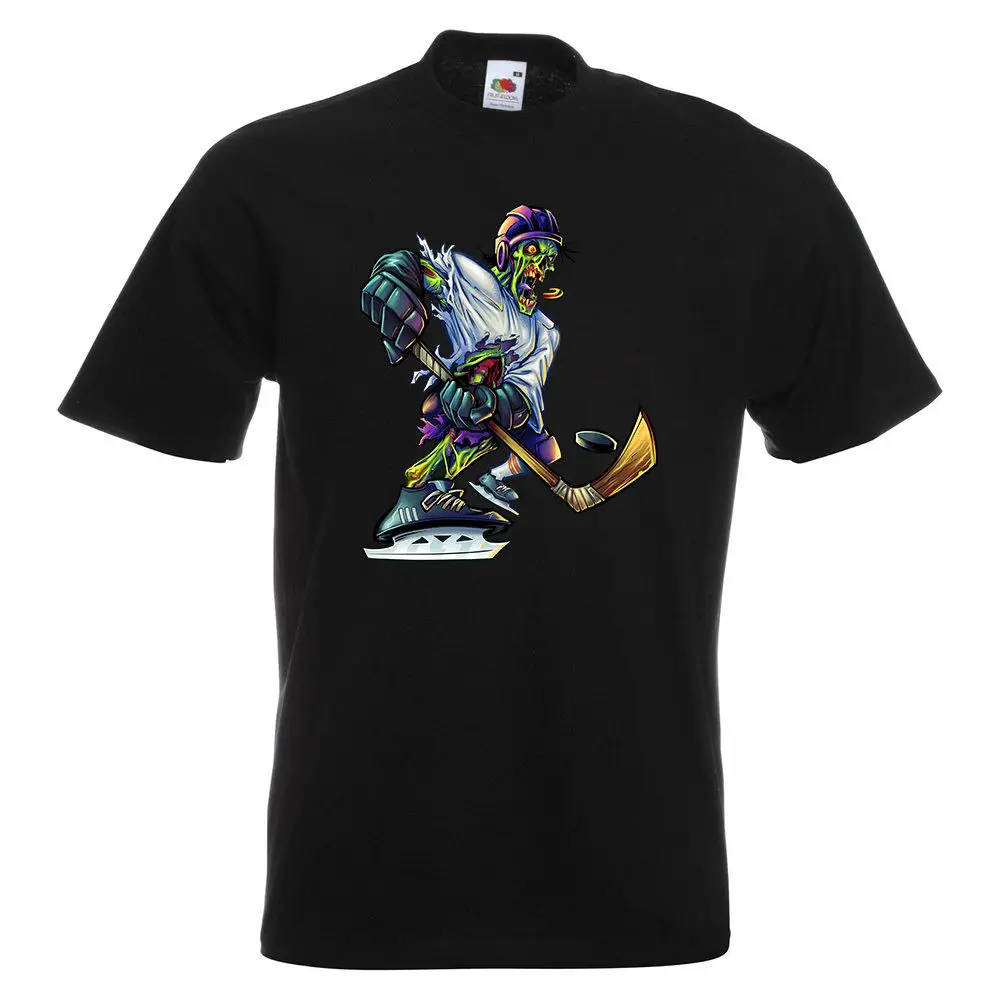 Зомби Хоккей Slap Shot Мужская футболка с принтом s спортивный игрок Puck мультфильм