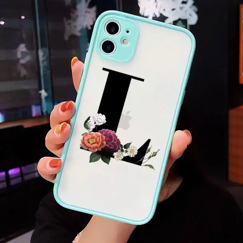 

Letter Floral art design Fundas Phone Cases matte transparent For iphone 7 8 11 12 plus mini x xs xr pro max cover