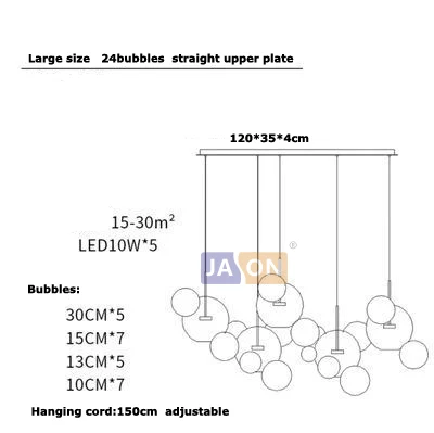 L size 5light 24ball Светодиодный Nordic железа Стекло белый пузырь дизайнерский светодиодный светильник. Подвесной светильник для фойе - Цвет корпуса: L size 5light 24ball
