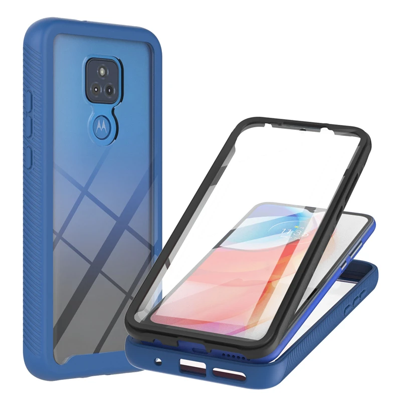 

360 Full Protective Phone Case For Motorola Moto E7 Plus G9 G Stylus Power Play One 5G Ace 2021 Shockproof Cover Case Glass Film
