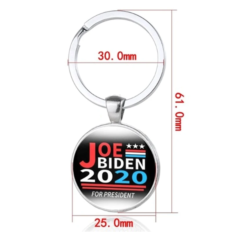

New Bernie 2020 Keychain Biden For President Print Glass Pendant Metal Keyring Fans Gift Car Key Chain
