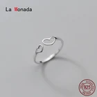 Женское кольцо с двумя сердечками La Monada, минималистичное регулируемое кольцо из серебра 925 пробы, 53-58 мм