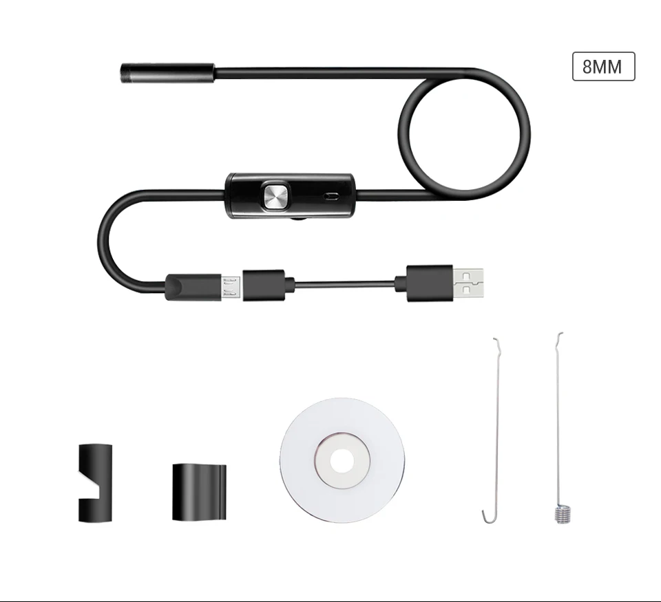 Micro USB Android телефон Бороскоп, эндоскоп, камера 8 мм диаметр 1/1. 5/2/3,5/5 м IP67 водонепроницаемая Мини камера 6 светодиодный USB эндоскоп
