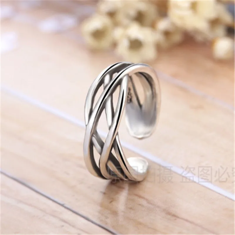 Винтажные кольца из мельхиора тонкие регулируемые серебряного сплава в стиле