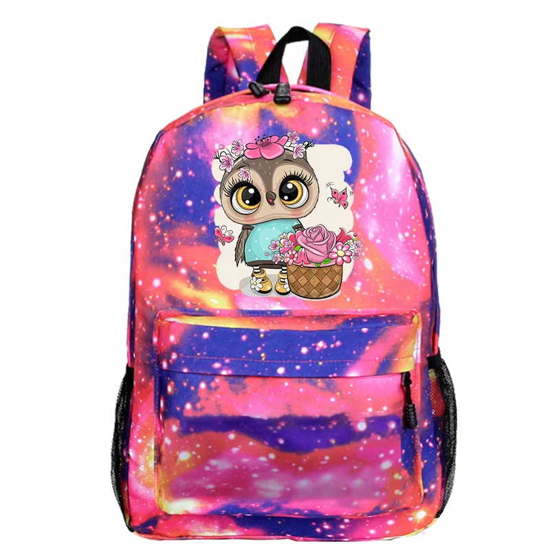 Фото Детский рюкзак с милой совой мультяшный для книг Розовый школьный