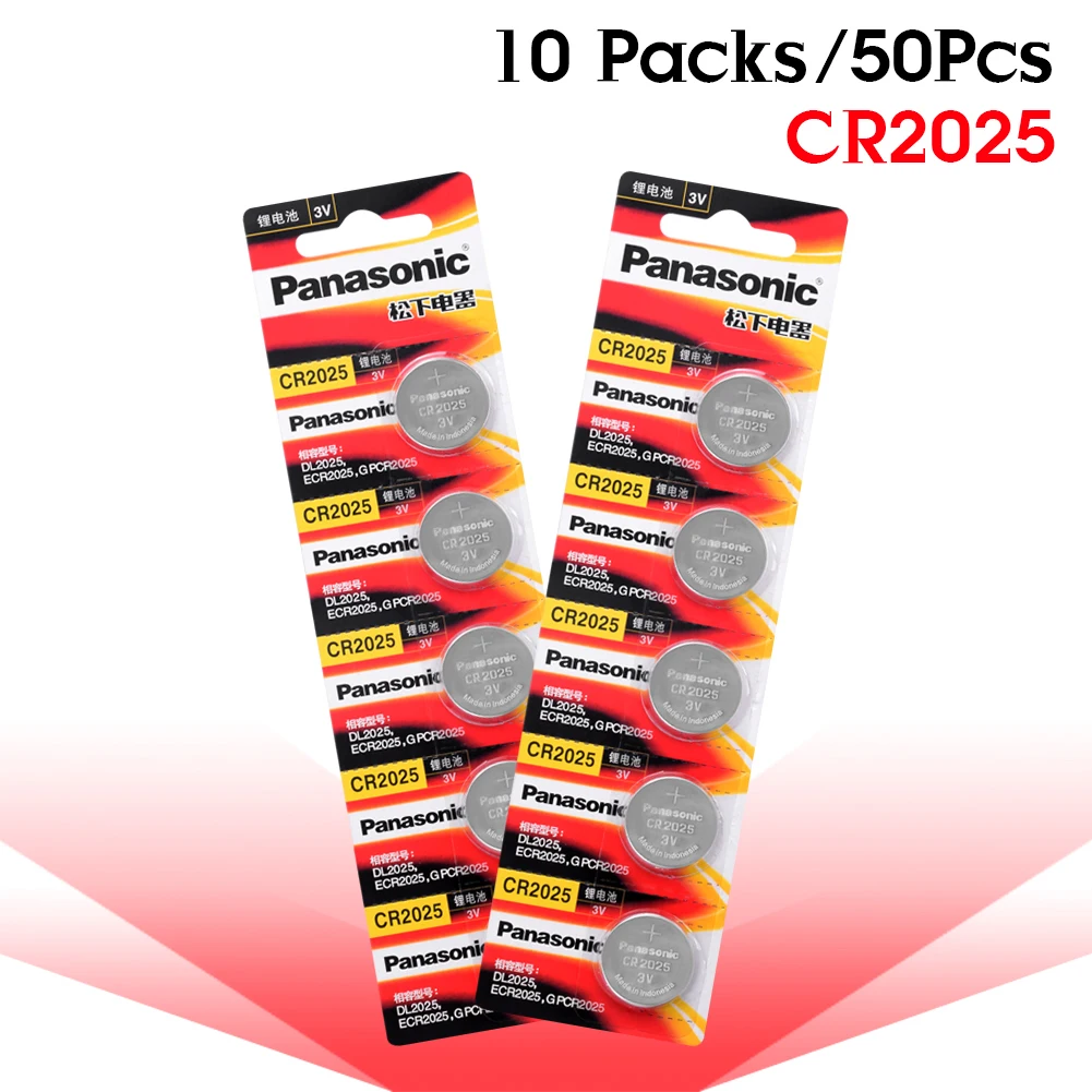 

50PCS/LOT Panasonic cr 2025 3V Lithium Original cr2025 Button Cell Batteries Coin Battery For Watch Calculator Weight Scale