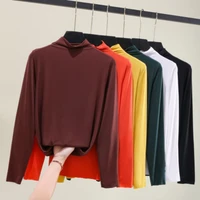 2020 new autumn winter long sleeve warm elastic modal bottoming top pullover basic daily turtleneck t shirt soft fit tops women