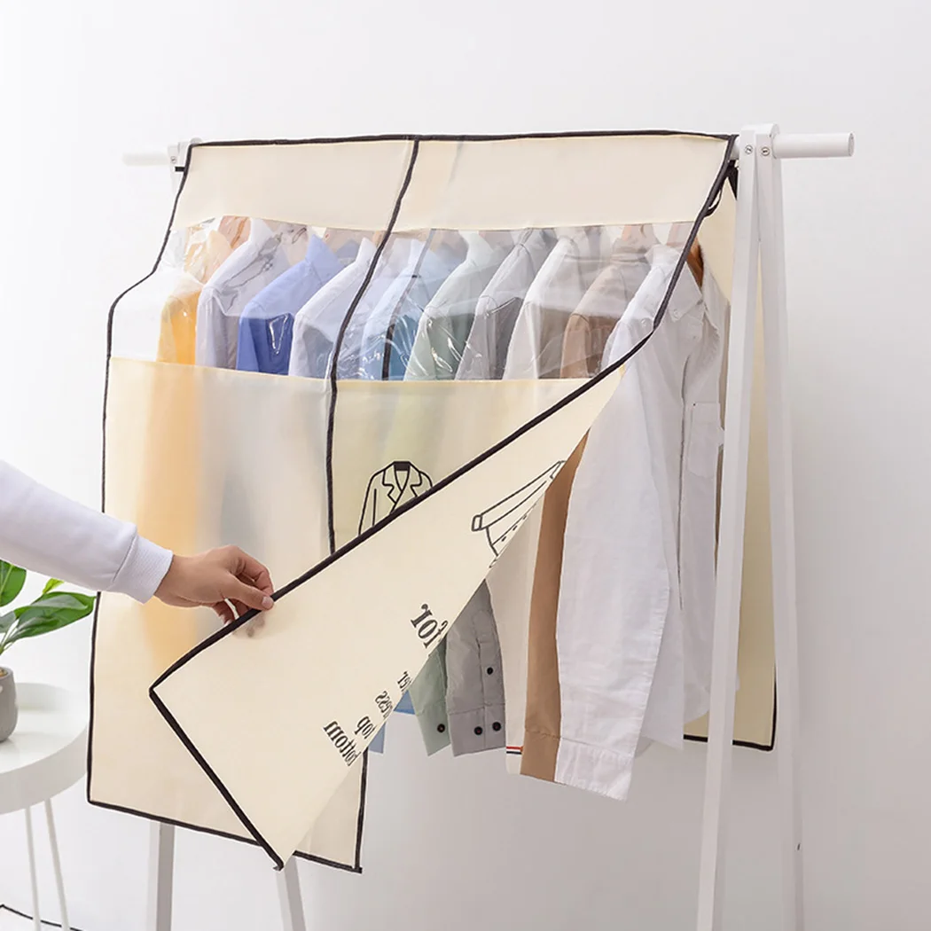 

1PC Non-woven Clothes Hanging Dust Cover Dress Suit Coat Storage Bag Case Organizer Wardrobe Dress Clothing Hanging Dust Cover