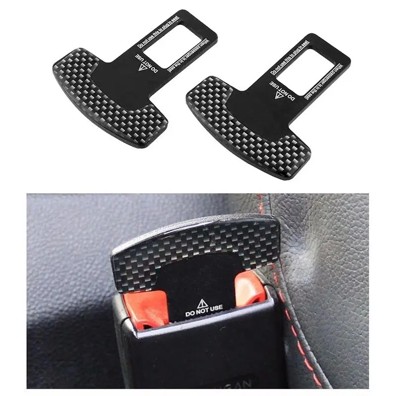

1pair Safety Belt Buckles Real Carbon Fiber Trucks Alarm Car Canceler Stopper Belt Safty Seat U0D0