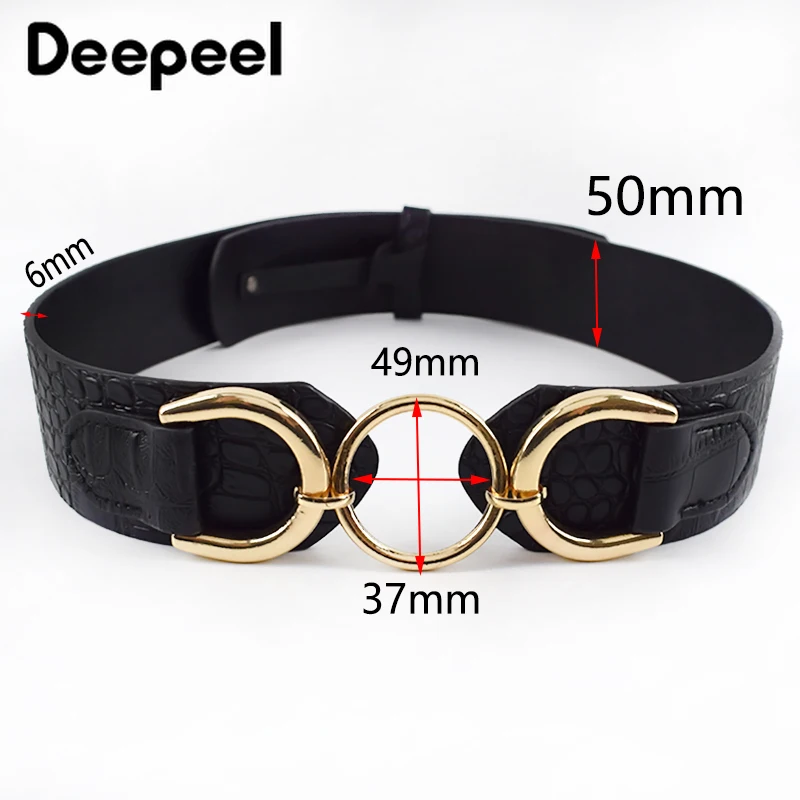 Deepeel 1pc 5*102.5cm Women PU Metal Ring Buckle Cummerbunds High Waist Wide Belt Crocodile Leather for Down Jacket Girdle CB634 |