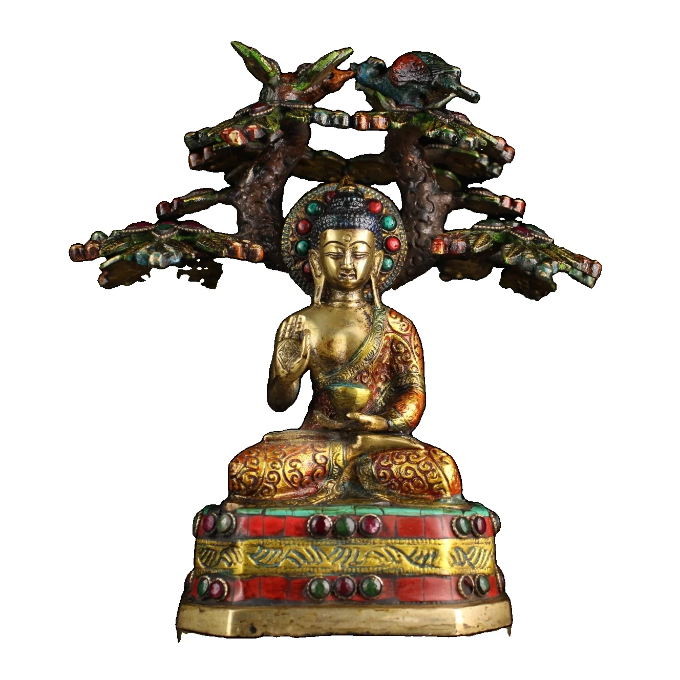 

Коллекция старого тибетского монастыря Laojunlu из старой чистой бронзы ручной работы и инкрустирована драгоценными камнями и окрашенным золо...