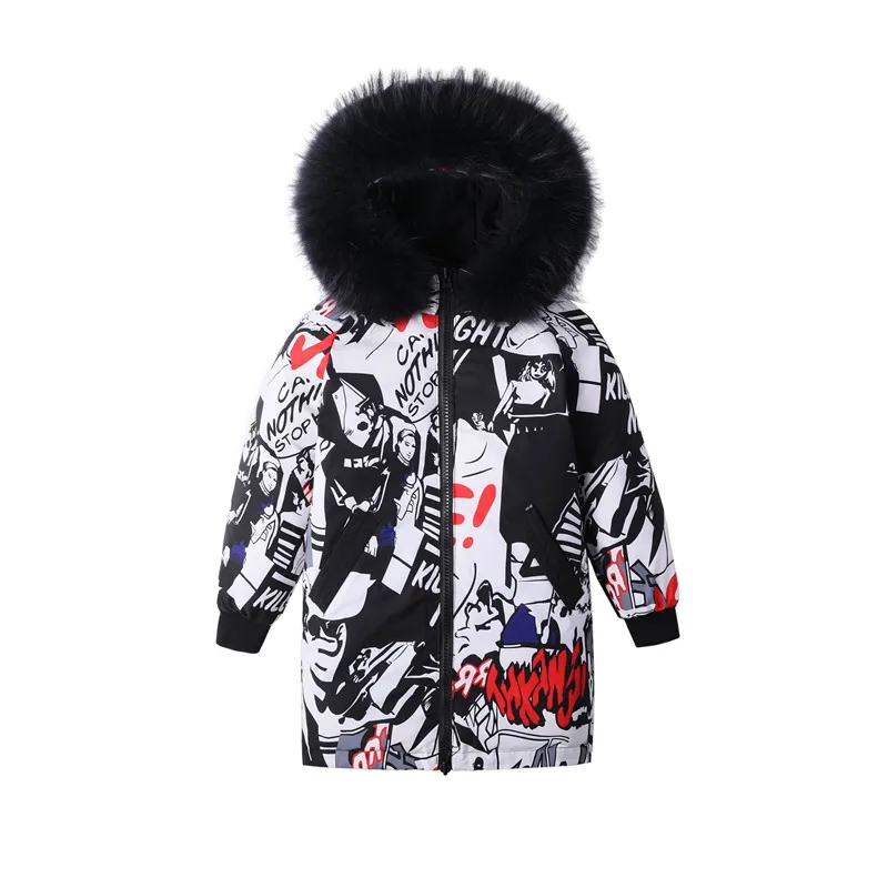 New kids MQ1901 Winter Children's duck down Outerwear&ampCoats baby girls boys printed warm Down jackets coat with cap | Детская
