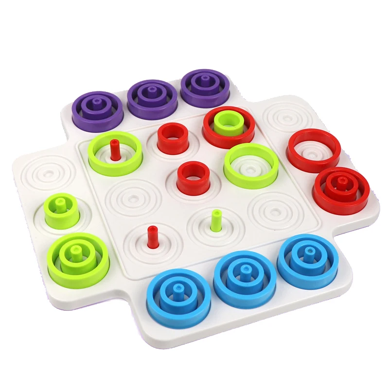 Juego de mesa familiar para adultos y niños, juego de estrategia 3D con punta de Tic-Tac-Toe, virola circular, 2-4 jugadores, juguetes interactivos