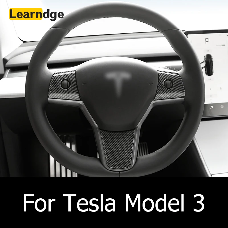 

Learndge, 3 шт., Автомобильное рулевое колесо, модель Tesla 3 Y 2021, имитация углеродного волокна, автомобильные аксессуары для интерьера