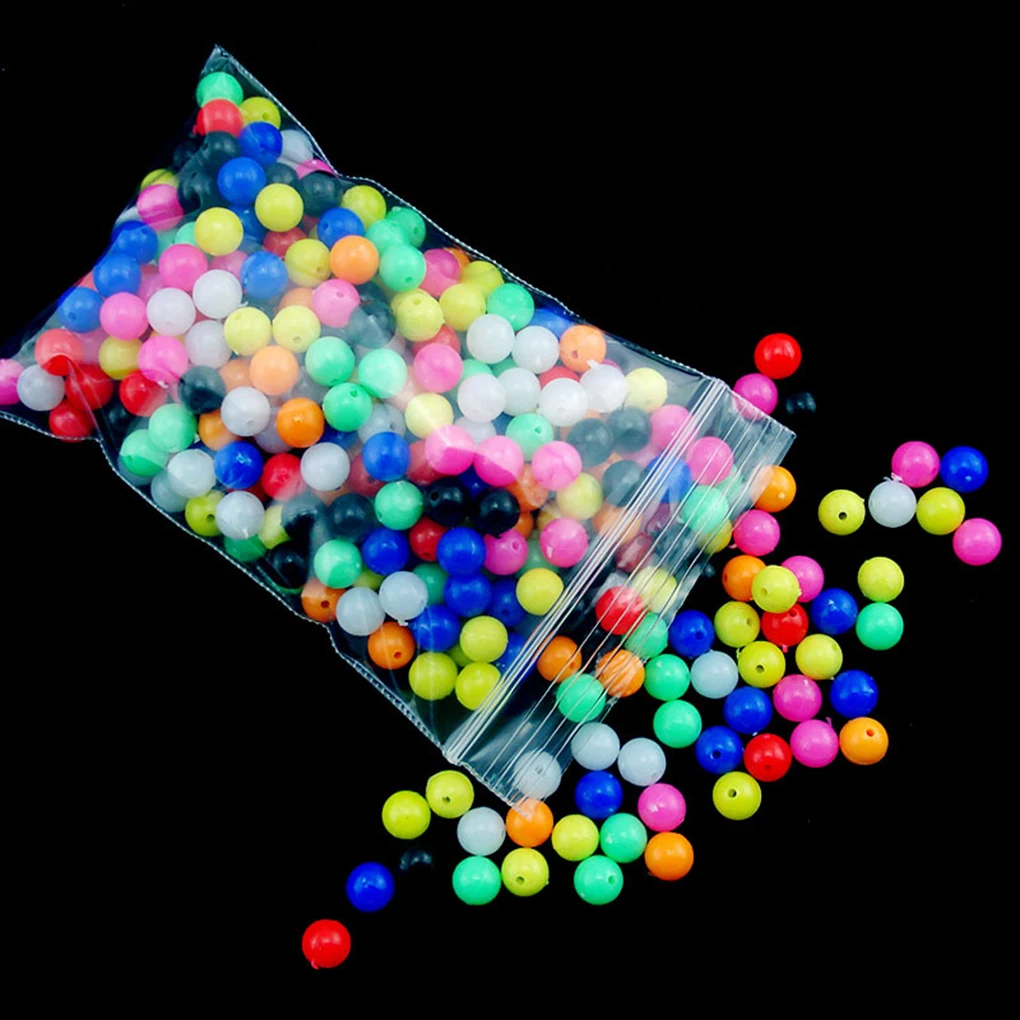 100Pcs/lot 6mm/8mm. Round Luminous Glow Rig Beads Sea Fishing Lure Floating Float Tackles