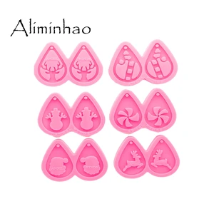 DY0772 Глянцевая 2 дюймов в рождественском стиле формы для изготовления серег, ремесло, Рождественская елка силиконовые формы для эпоксидная смола ювелирных изделий