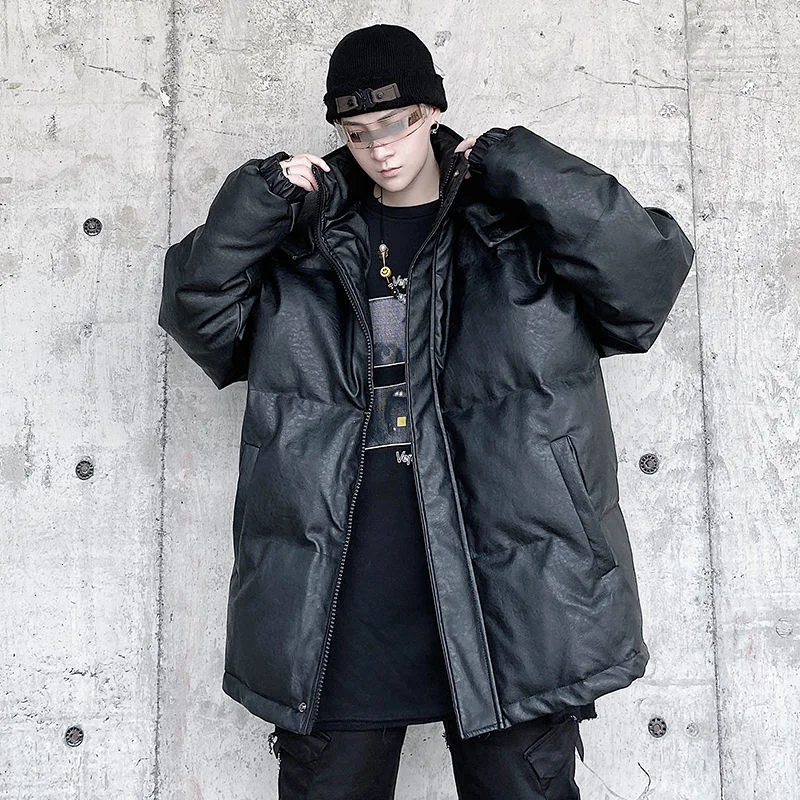 Утепленная Мужская зимняя куртка Parker, Корейская Повседневная Мужская модная Свободная куртка с капюшоном, уличная одежда, однотонная хлопк...