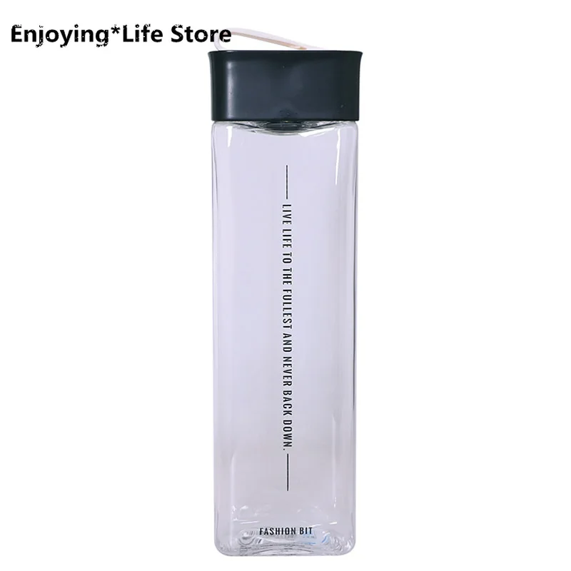 

Simple Plastic Square Water Bottle Sports Casual Cup Male and Female Students Transparent Fresh Cup Cute Bottle