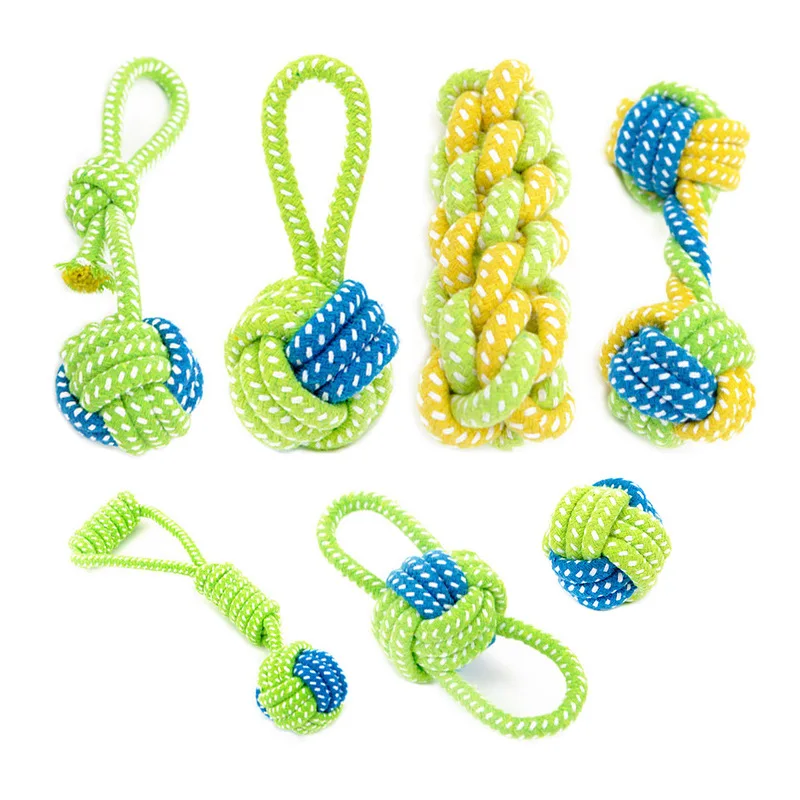 

1pcs Pet Dog Toys Cotton Ball Puppy Chew Molar Toyeeth Clean Green Rope for Large Small Dogs Toothbrush Interactive Toys