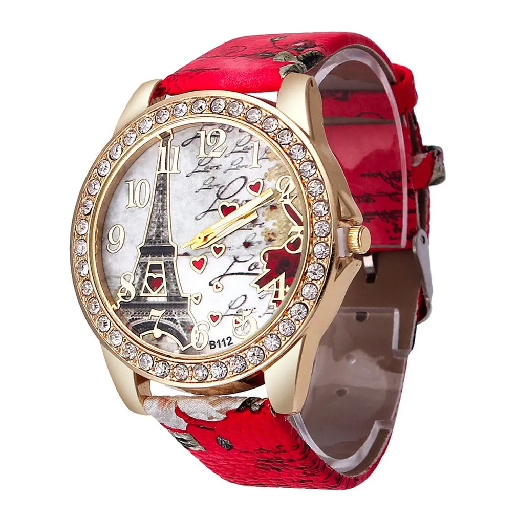

Tower Pattern Leather Band Analog Quartz Vogue Wrist Watches часы женские часы женские наручные relojes para mujer montre femme