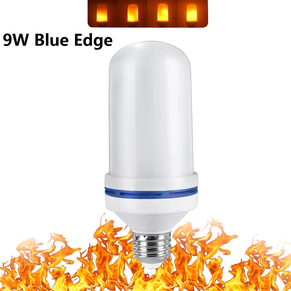 9W Blue Edge Светодиодный светильник с эффектом пламени, лампа с гравитационным эффектом, E27, E26, E14, E12, светодиодный светильник с эффектом пламени, 3D, динамический светильник, лампа 3W, 5 Вт, 7 Вт, 9 Вт, лампада - Испускаемый цвет: 9W Blue Edge
