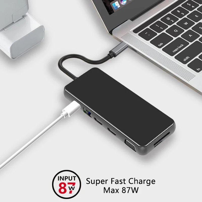 Интеллектуальная док-станция с 12 usb-разъемами и поддержкой двух четырехэкранных