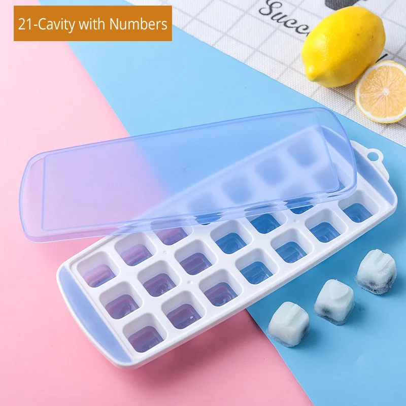 21-Cavity 21-силиконовые полости лоток для льда с крышками, Силиконовые формы ручной работы производитель кубиков льда, штабелируемые посудомоечные машины безопасный, нетоксичный, BPA бесплатно - Цвет: 21-Cavity