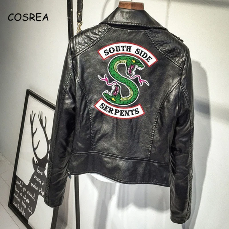 Зимние женские мотоциклетные куртки South Side Serpents из искусственной кожи|Костюмы