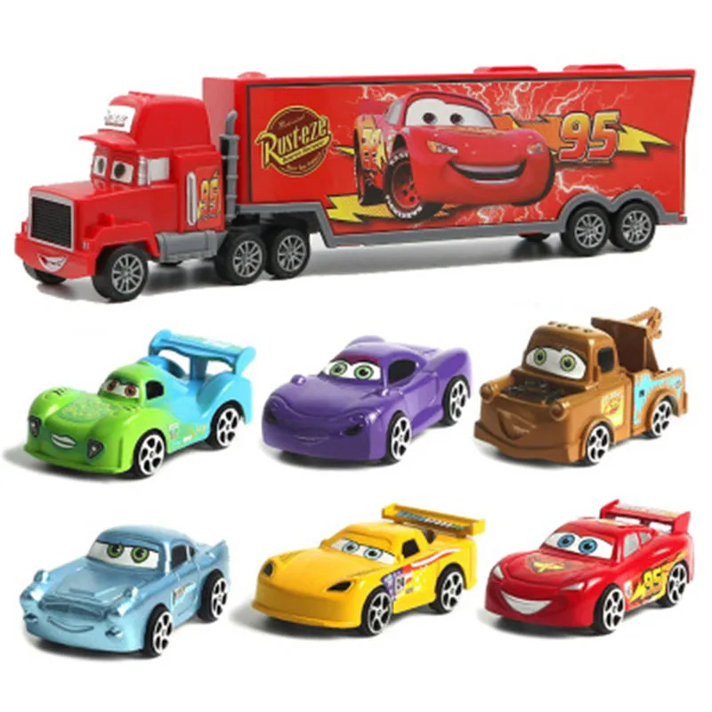 7 шт./компл. disney "тачки 3 Lightning McQueen дядя грузовик ABS литья под давлением модель автомобиля горячие игрушки год рождественский подарок для детей - Цвет: With Box