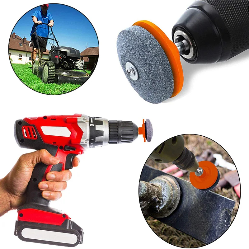 

Lawnmower Blade Sharpener, 5Pcs Grinder Wheel Stone, Lawn Mower Blade Balancer Tool for Any Power Drill Hand Drill