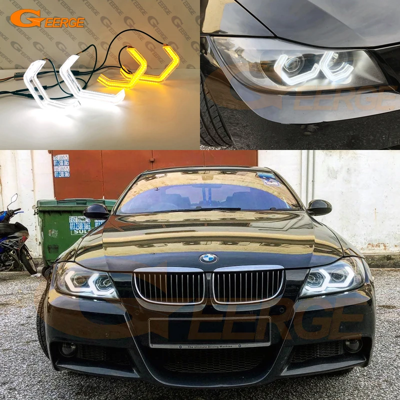 

Для BMW 3 серии E90 E91 салун туринг 2005-2012 ультра яркая концепция M4 культовый стиль светодиодный ангельские глазки halo кольца Дневной светильник