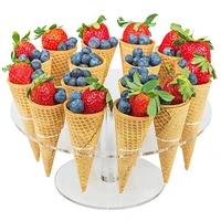16 hole round acrylic ice cream cone dessert holder display stand party shelf ice cream cone