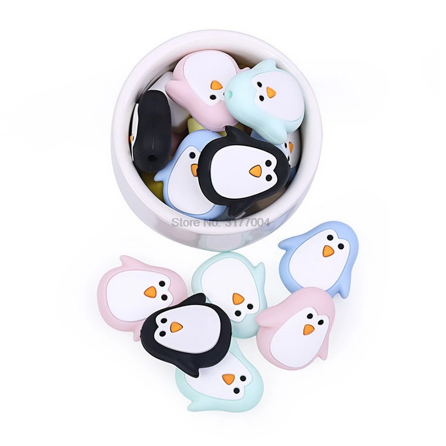 DHL 1000 шт силиконовые бусины Прорезыватели в виде пингвина сделай сам животный