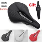 Седло красное для горного велосипеда, удобное седло из искусственной кожи и углеродного волокна для гоночных походов