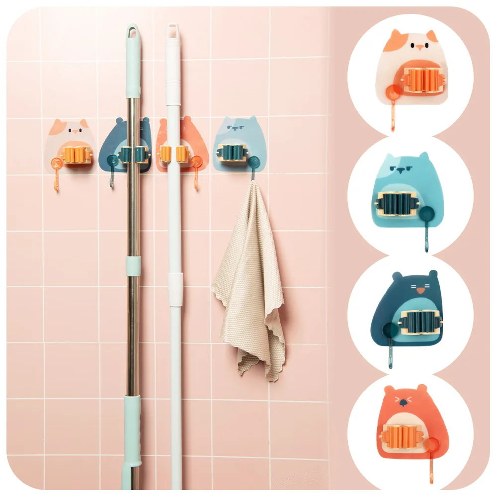 

Кавайные клейкие многоцелевые крючки настенный держатель-органайзер для швабры вешалка для метлы крючок для кухни ванной сильные Крючки