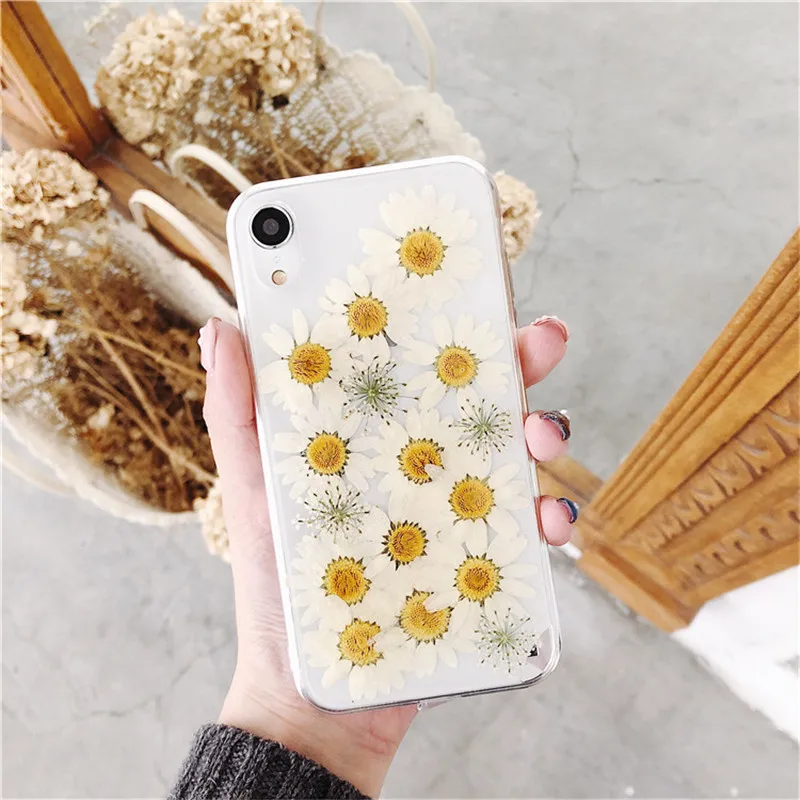 

Real Flowers Silicone Soft Phone Case For iPhone 7 8 Plus 2020 SE X XR XS Max 11 11Pro Max 12 12Pro Max Pro Mini Case Shell Bag