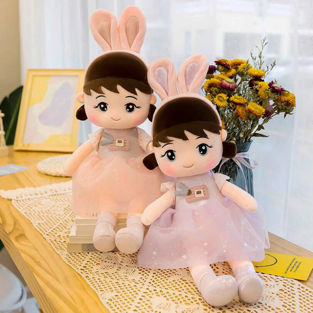 

Cute Bell Doll bunny Ears Girl Children Plush Stuffed Toy For Girl Birthday Gift