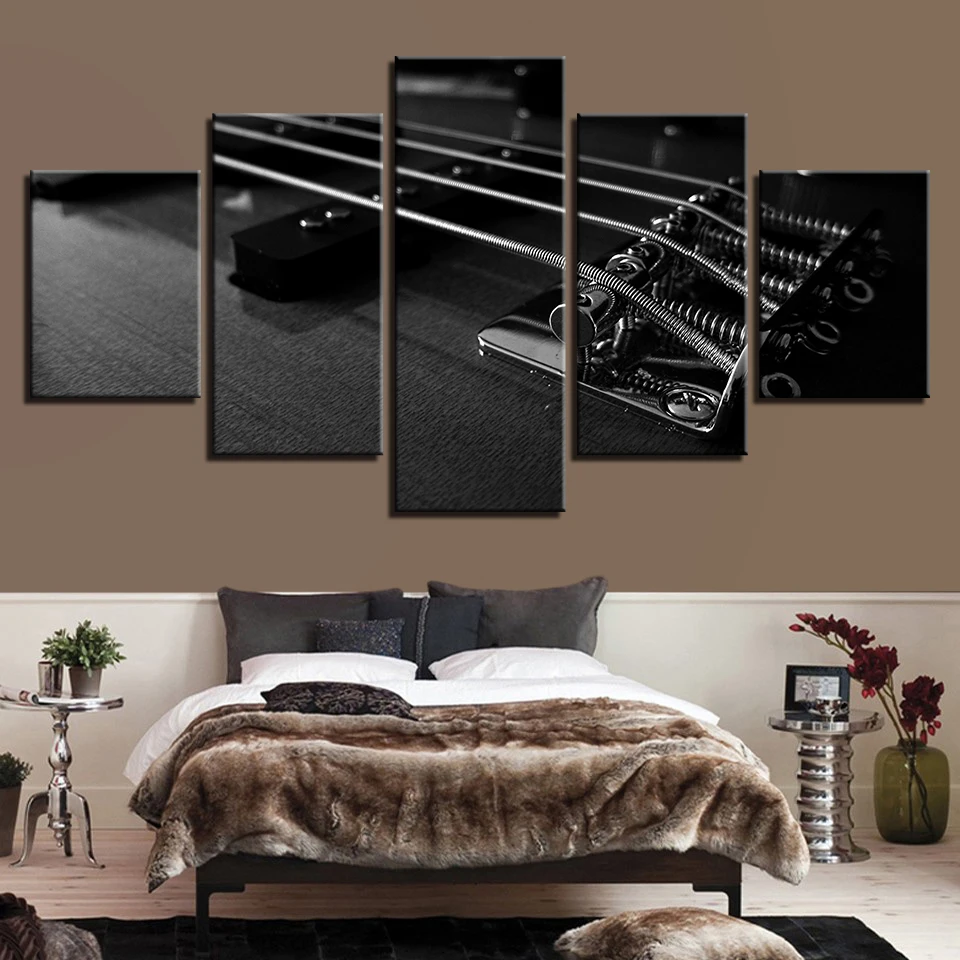 Музыкальный плакат с изображением гитары фортепиано скрипка барабан фонограф DJ 5
