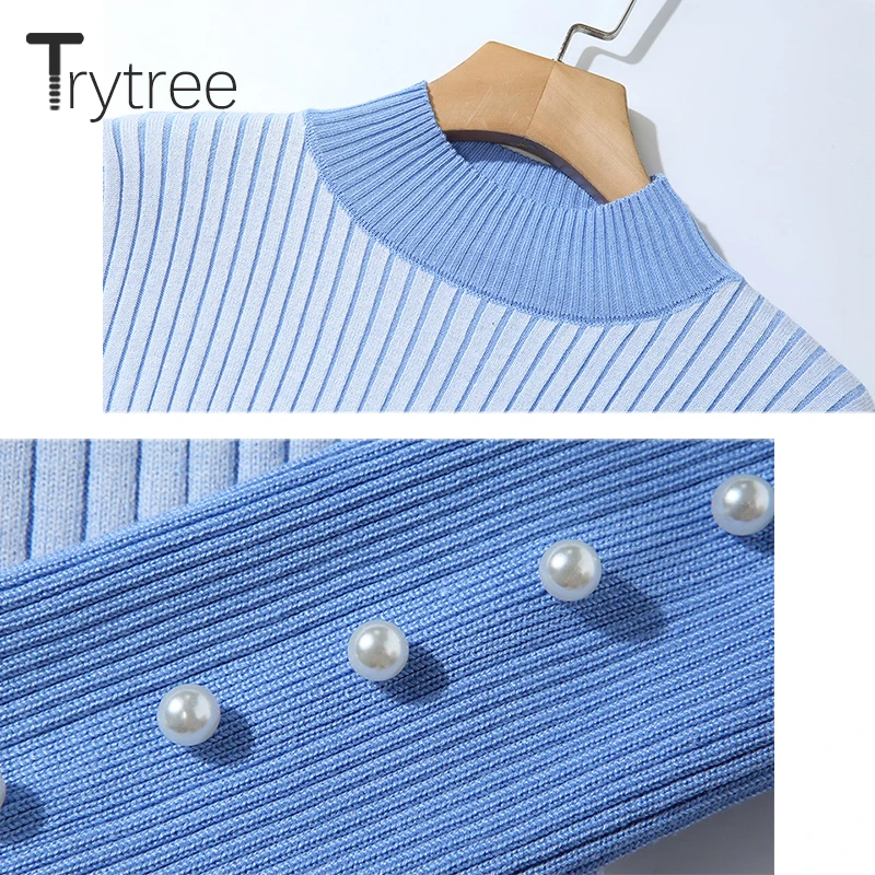 Осенне-зимний женский повседневный комплект из двух предметов Trytree топ с высоким