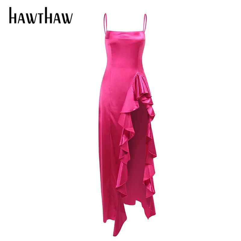 Hawthaw женское сексуальное элегантное вечернее облегающее розовое длинное платье