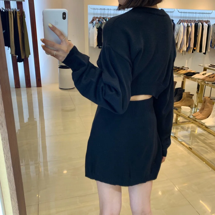 

Korean Autumn Winter New Sexy Hollow Out Waist Sweater Mini Dress Fashion Twist Knitted Pullover Slim Bodycon Dress 2021 Vestido