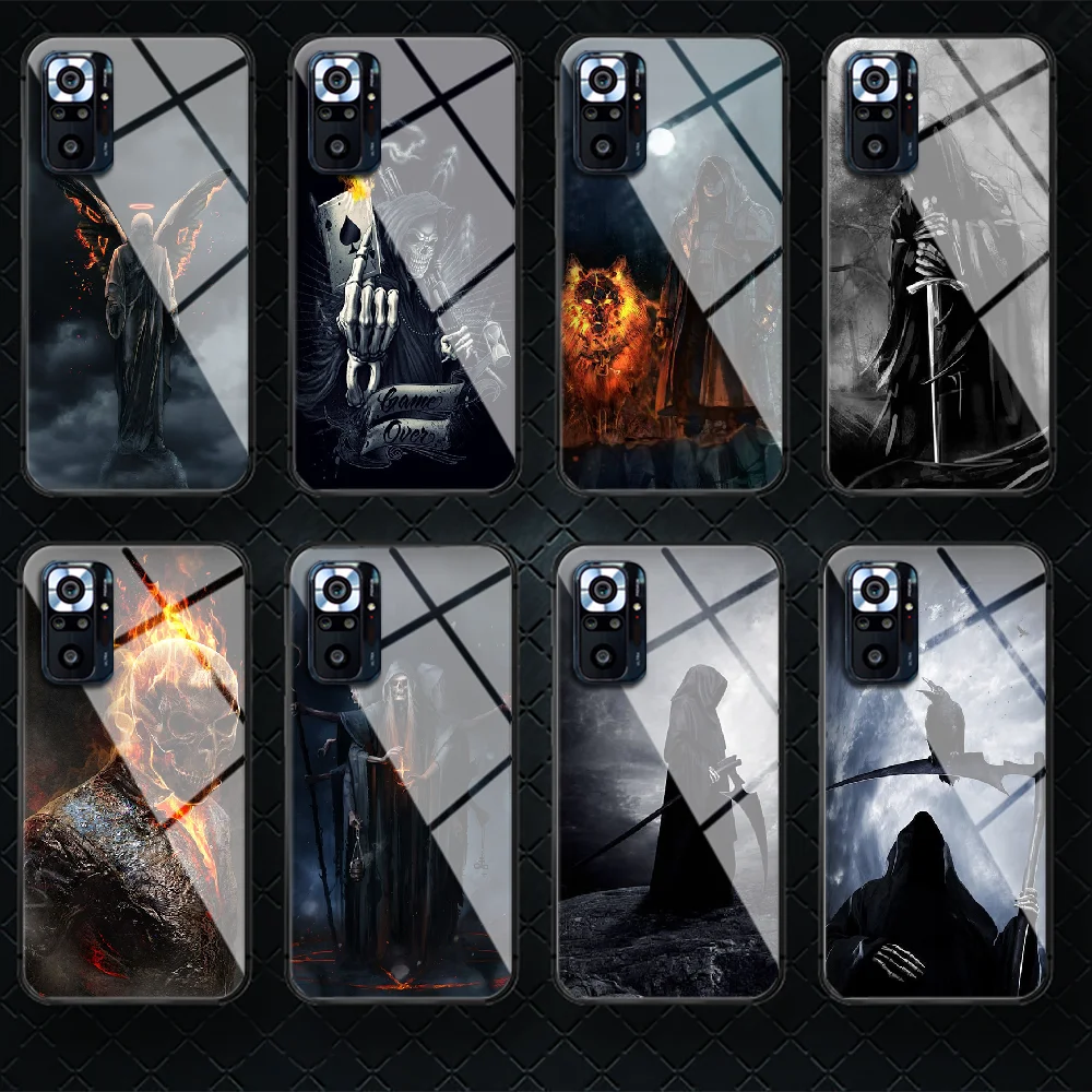 

Grim Reaper Tempered Glass Phone Case Cover For Xiaomi Redmi Note 7 8 9 10 A C T S Pro K 30 40 Funda Waterproof Cell